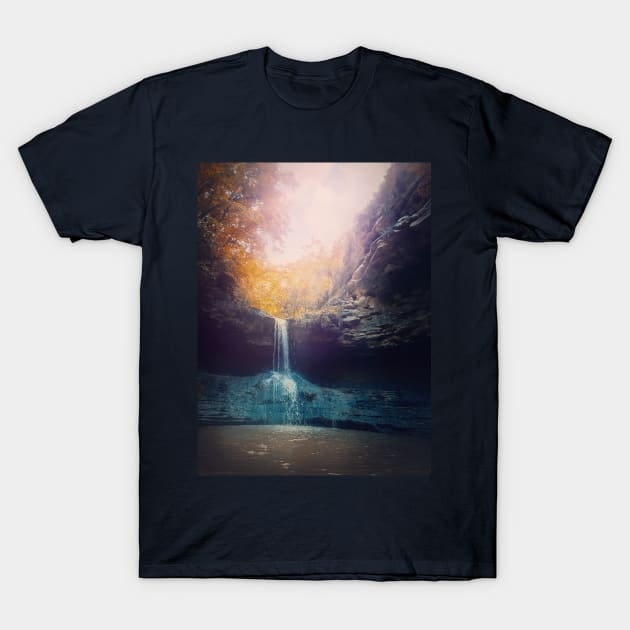 Small creek waterfall T-Shirt by psychoshadow